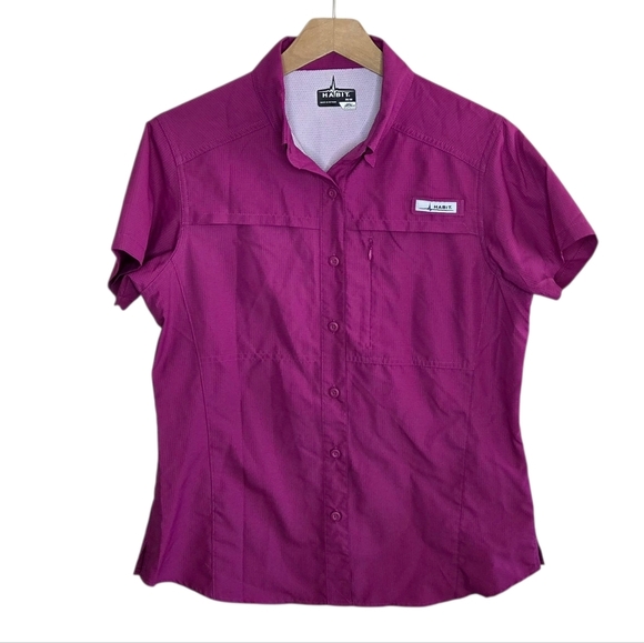 Habit | Valley Trail Short Sleeve Fuchsia Pink Outdoor Shirt Size Medium - Picture 1 of 5